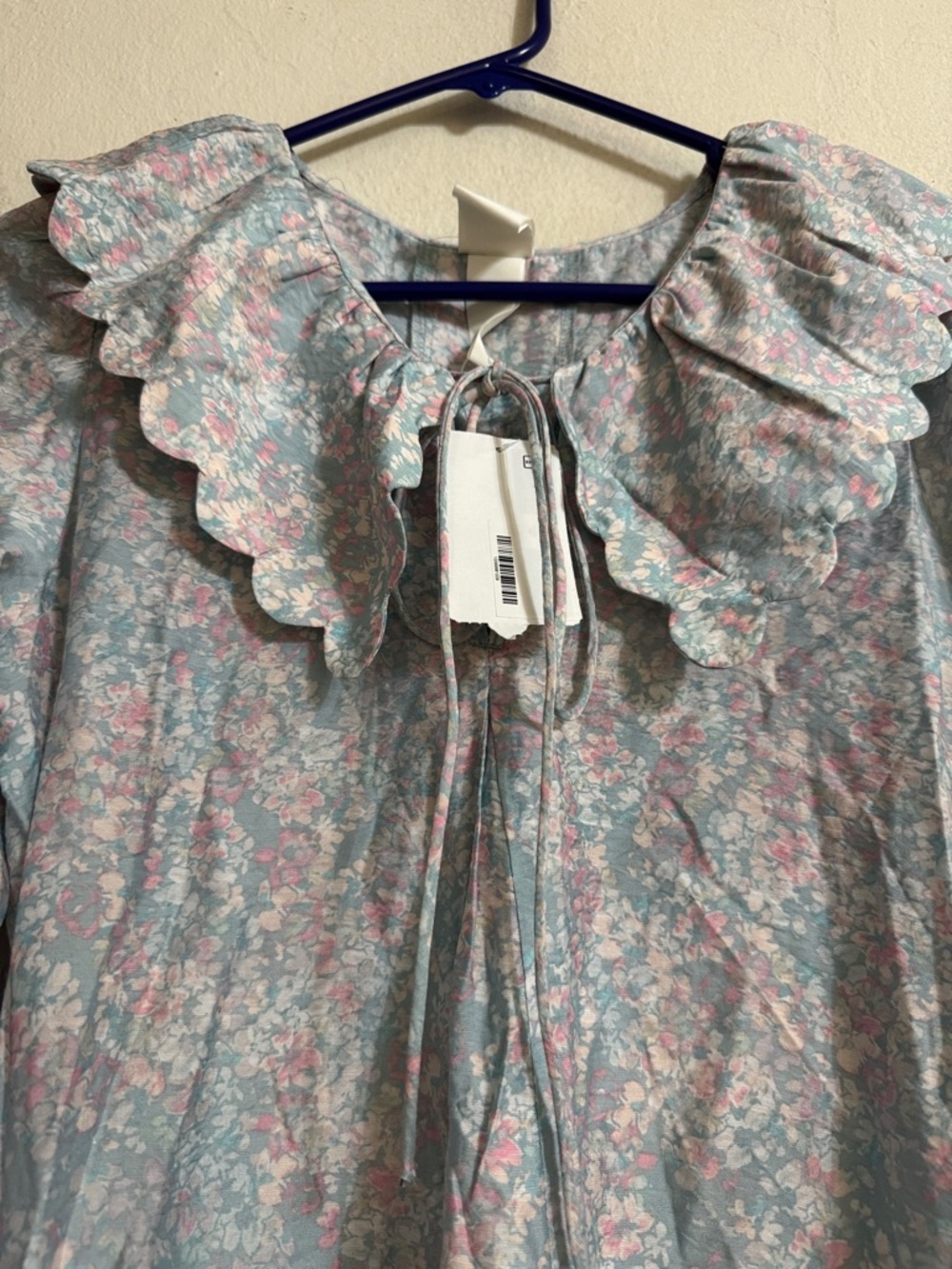 H&M Light Blue Floral Ruffle-Collar Maxi Dress Size XS NWT! - Picture 7 of 8